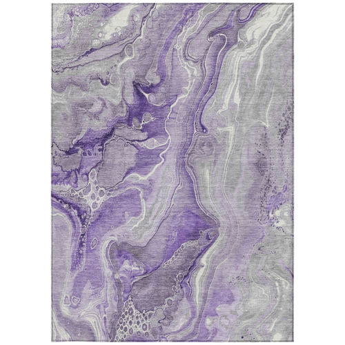 9' X 12' Purple And Ivory Abstract Washable Indoor Outdoor Area Rug