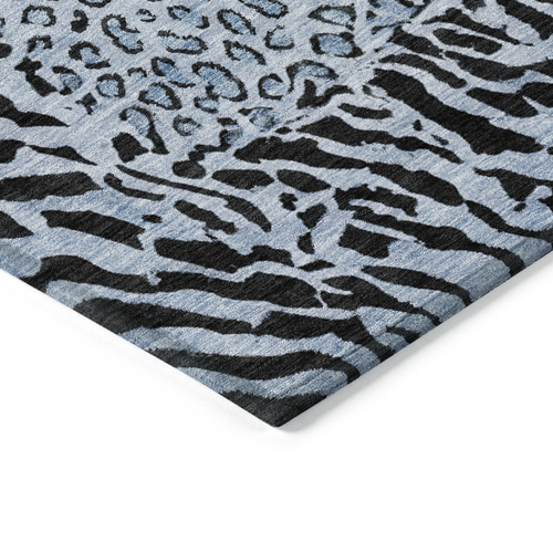8' X 10' Blue Animal Print Washable Indoor Outdoor Area Rug