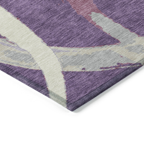 10' X 14' Purple Ivory And Gray Abstract Washable Indoor Outdoor Area Rug