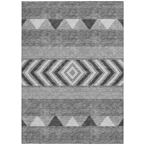 8' X 10' Gray Charcoal And Silver Southwestern Washable Indoor Outdoor Area Rug