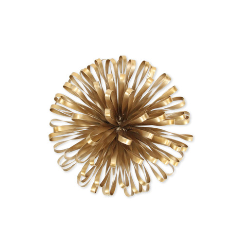 Homeroots Home Decor 5 Inches Gold Metal Abstract Hand Painted Sculpture, Gold Finish