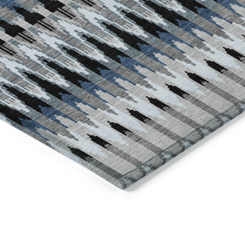 10' X 14' Gray Charcoal And Silver Southwestern Washable Indoor Outdoor Area Rug