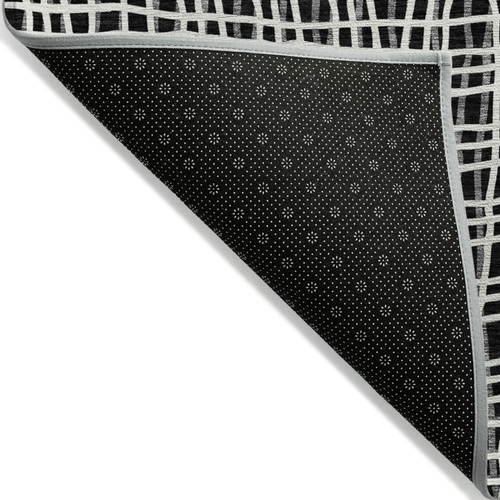 10' X 14' Black Gray And Ivory Striped Washable Indoor Outdoor Area Rug