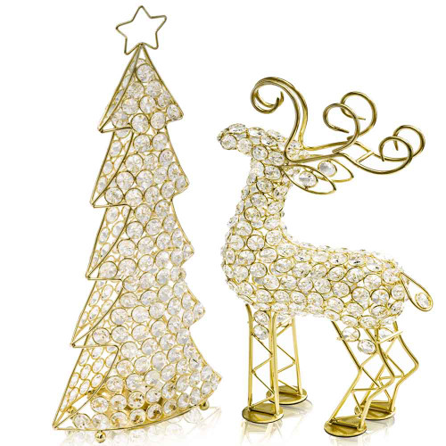 19" Gold Metal Reindeer Figurine