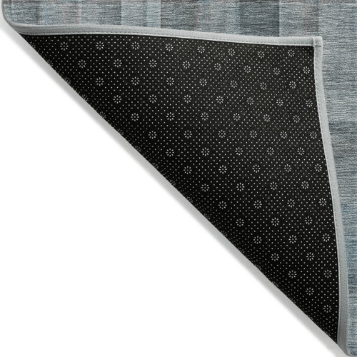 8' Round Teal Round Plaid Washable Non Skid Indoor Outdoor Area Rug