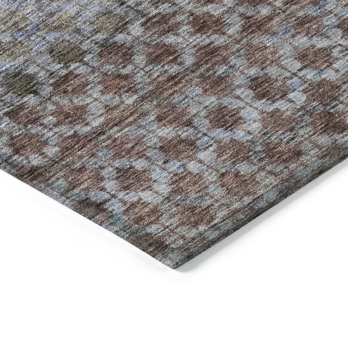 10' X 14' Brown Black And Brick Red Striped Washable Indoor Outdoor Area Rug