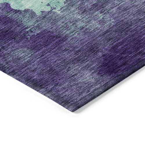8' Blue And Purple Round Abstract Washable Indoor Outdoor Area Rug