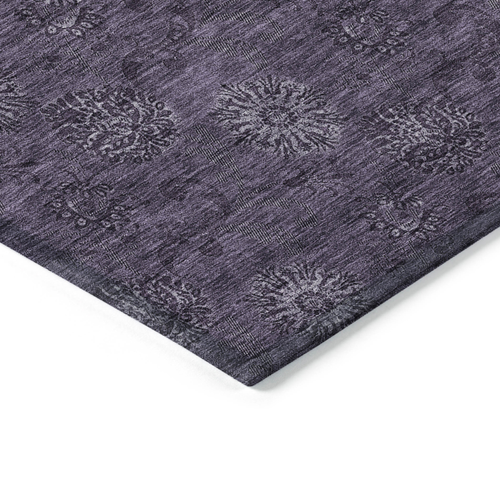 8' X 10' Eggplant And Purple Floral Washable Indoor Outdoor Area Rug