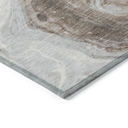 10' X 14' Taupe And Silver Abstract Washable Indoor Outdoor Area Rug