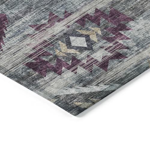 9' X 12' Gray Charcoal And Silver Southwestern Washable Indoor Outdoor Area Rug
