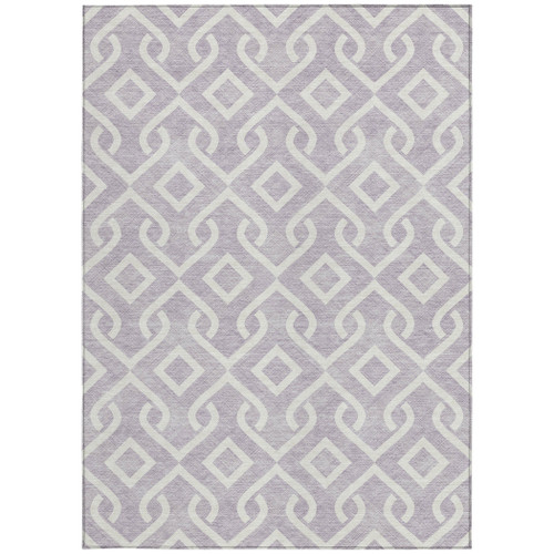 8' X 10' Lavender And Ivory Geometric Washable Indoor Outdoor Area Rug