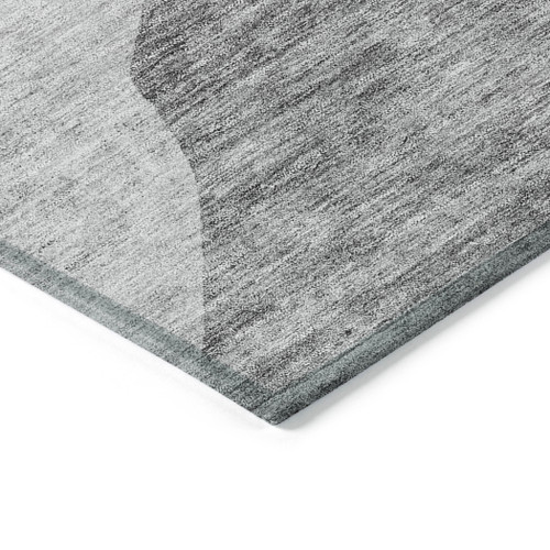 8' X 10' Silver Gray And Graphite Abstract Washable Indoor Outdoor Area Rug