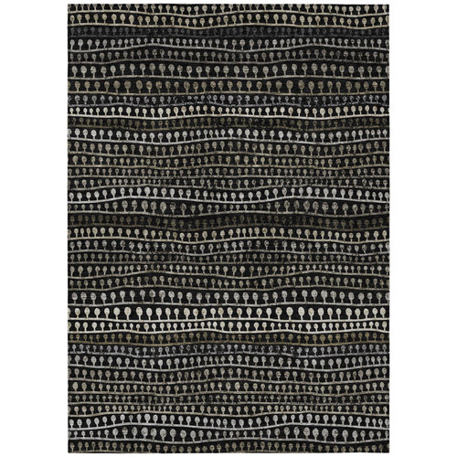 10' X 14' Taupe Charcoal And Gray Striped Washable Indoor Outdoor Area Rug