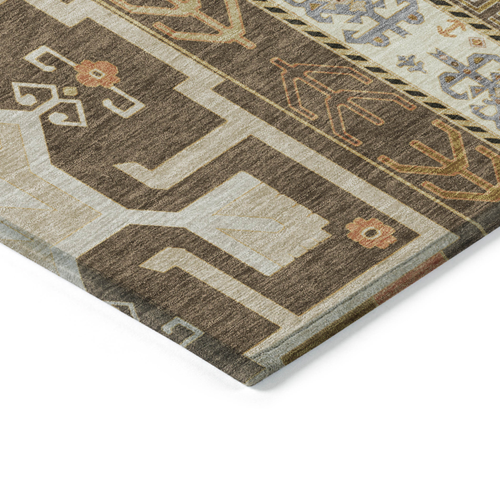 10' X 14' Brown Beige And Ivory Aztec Washable Indoor Outdoor Area Rug