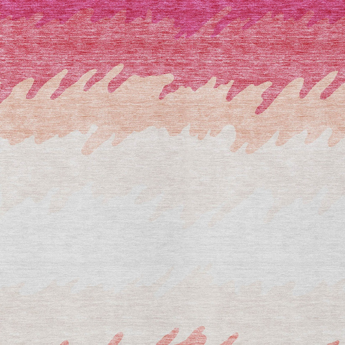 9' X 12' Blush Pink And Ivory Striped Washable Indoor Outdoor Area Rug