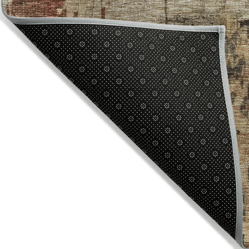 8' X 10' Khaki Charcoal And Terra Cotta Abstract Washable Indoor Outdoor Area Rug