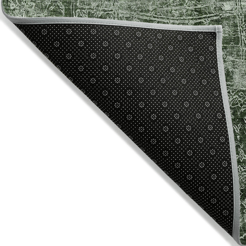 10' X 14' Emerald Abstract Washable Non Skid Indoor Outdoor Area Rug