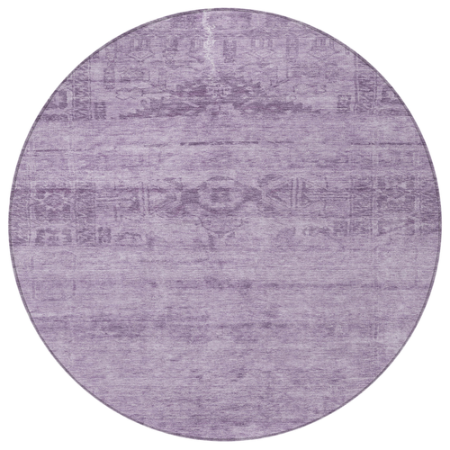 8' Plum And Purple Round Medallion Washable Indoor Outdoor Area Rug