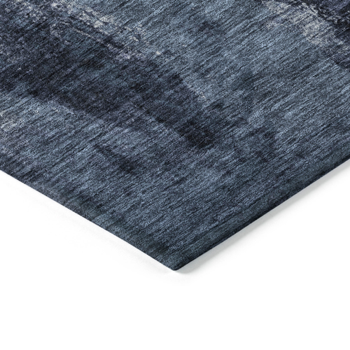 9' X 12' Navy Blue Black And Gray Abstract Washable Indoor Outdoor Area Rug