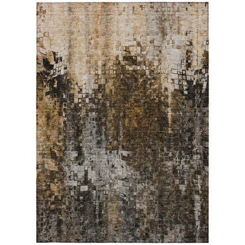 8' X 10' Brown Chocolate And Copper Abstract Washable Indoor Outdoor Area Rug