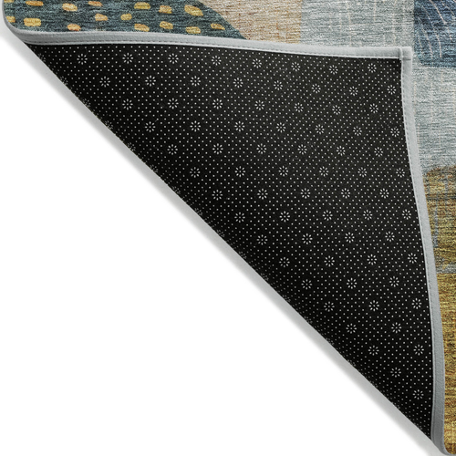 10' X 14' Green Purple And Blue Geometric Washable Indoor Outdoor Area Rug