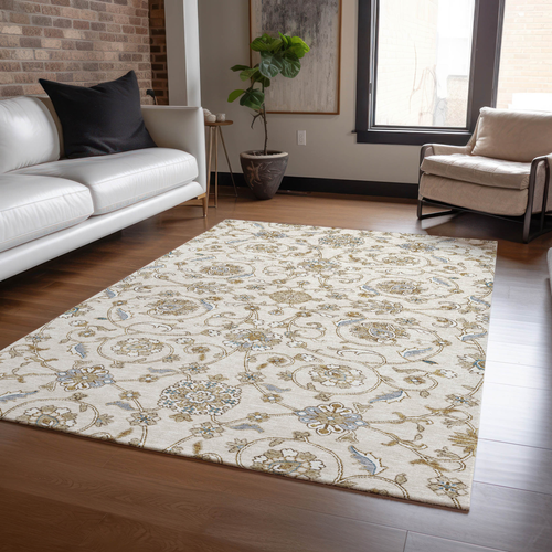 9' X 12' Ivory Brown And Gray Moroccan Washable Indoor Outdoor Area Rug