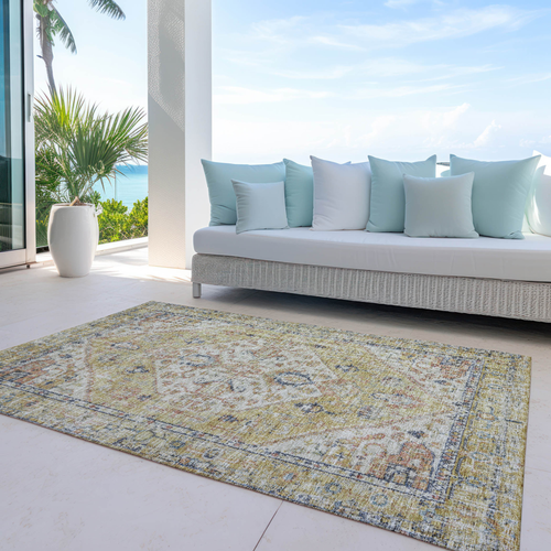 8' X 10' Wheat Terra Cotta And Black Oriental Washable Indoor Outdoor Area Rug