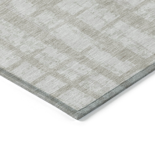 9' X 12' Taupe And Beige Striped Washable Indoor Outdoor Area Rug