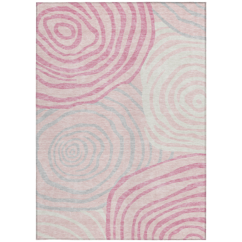 10' X 14' Pink Ivory And Gray Abstract Washable Indoor Outdoor Area Rug