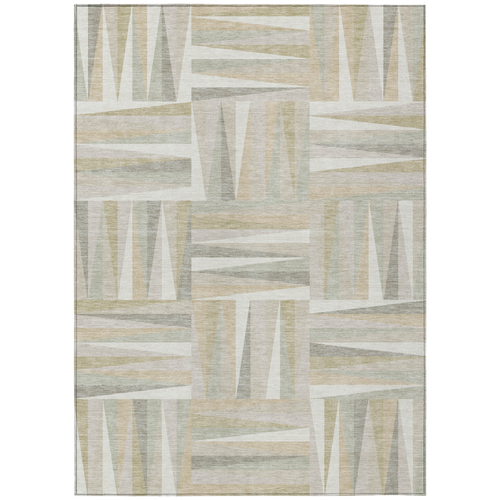 9' X 12' Ivory Beige And Gray Geometric Washable Indoor Outdoor Area Rug