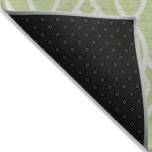 10' X 14' Artichoke Green And Ivory Trellis Washable Indoor Outdoor Area Rug