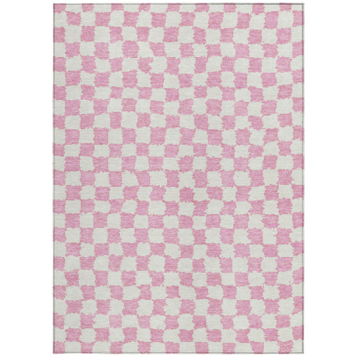 10' X 14' Pink And Ivory Geometric Washable Indoor Outdoor Area Rug - Pink, Ivory