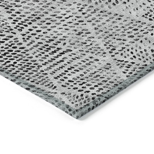 10' X 14' Pewter Charcoal And Ivory Geometric Washable Indoor Outdoor Area Rug