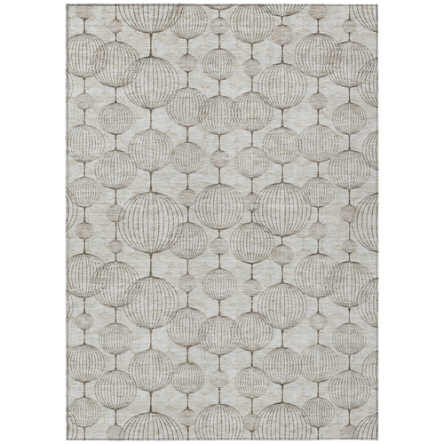 8' X 10' Beige And Brown Geometric Washable Indoor Outdoor Area Rug