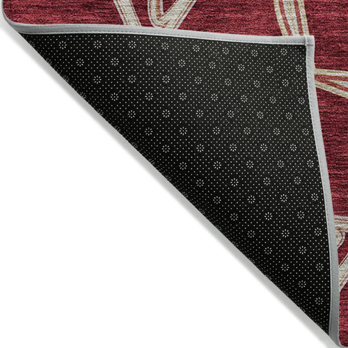 9' X 12' Burgundy And Gold Geometric Washable Indoor Outdoor Area Rug
