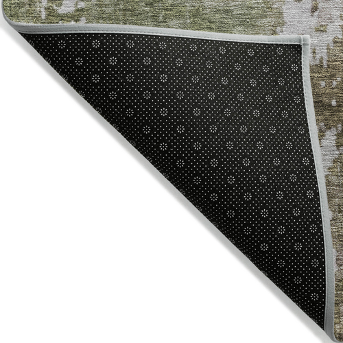 8' X 10' Brown And Green Abstract Washable Indoor Outdoor Area Rug