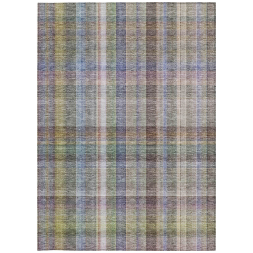9' X 12' Gray Plaid Washable Non Skid Indoor Outdoor Area Rug