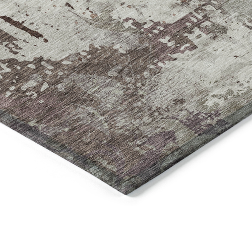 8' X 10' Taupe Ivory And Brown Damask Washable Indoor Outdoor Area Rug