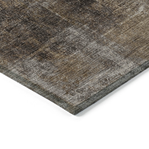 8' Brown And Ivory Round Abstract Washable Indoor Outdoor Area Rug - Brown, Ivory