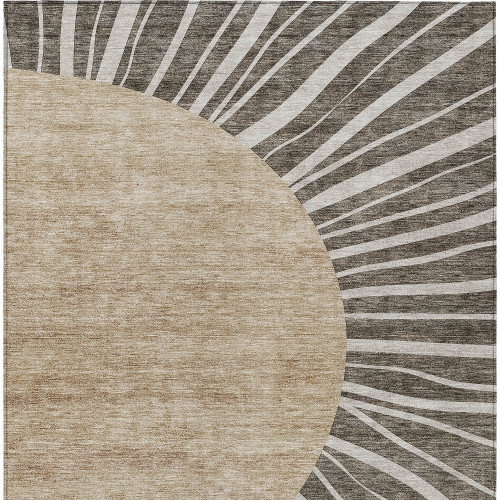 8' X 10' Chocolate Beige And Taupe Abstract Washable Indoor Outdoor Area Rug