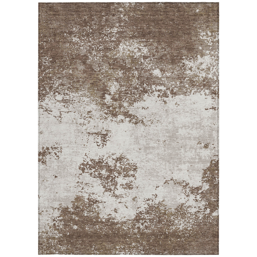 10' X 14' Brown And Beige Abstract Washable Indoor Outdoor Area Rug
