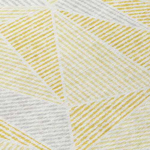 8' X 10' Gold Gray And Wheat Geometric Washable Indoor Outdoor Area Rug