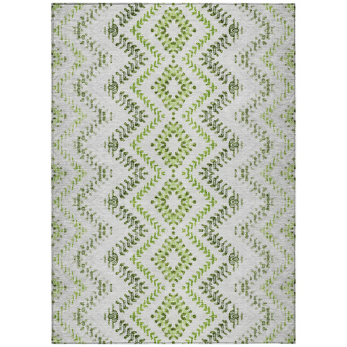 10' X 14' Green Ivory And Gray Geometric Washable Indoor Outdoor Area Rug