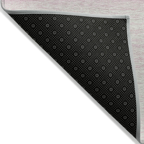 9' X 12' Pink And Ivory Striped Washable Indoor Outdoor Area Rug