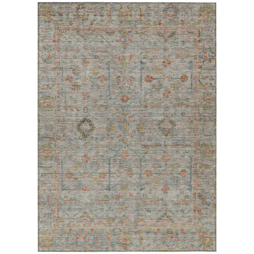 9' X 12' Taupe Terra Cotta And Tan Floral Washable Indoor Outdoor Area Rug