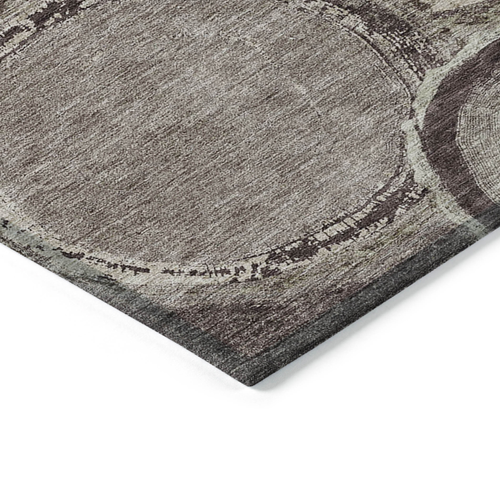 10' X 14' Chocolate And Beige Faux Bois Washable Indoor Outdoor Area Rug