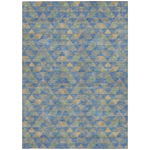 8' X 10' Sky Blue And Gray Geometric Washable Indoor Outdoor Area Rug