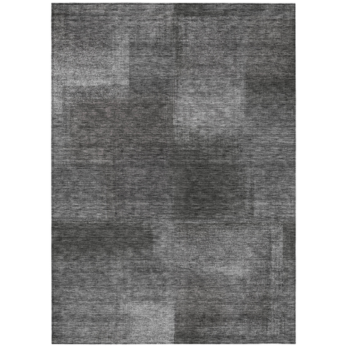 9' X 12' Gray Charcoal And Ivory Abstract Washable Indoor Outdoor Area Rug