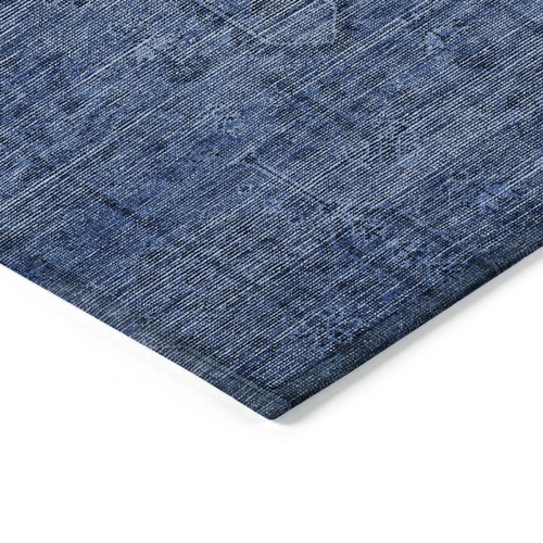 9' X 12' Navy Blue And Blue Southwestern Washable Indoor Outdoor Area Rug