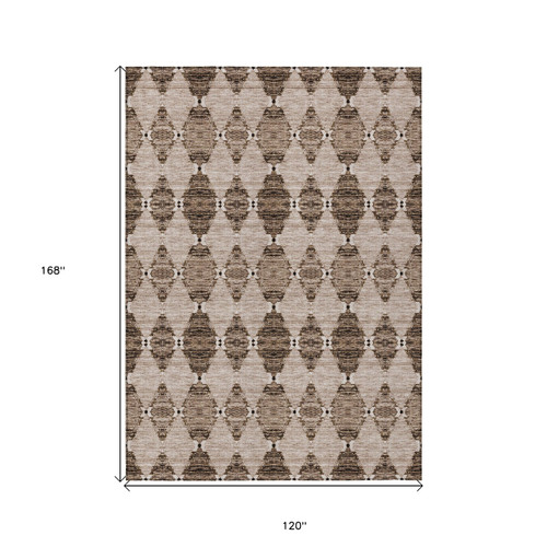 10' X 14' Brown And Chocolate Moroccan Washable Indoor Outdoor Area Rug